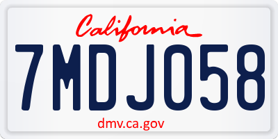 CA license plate 7MDJ058