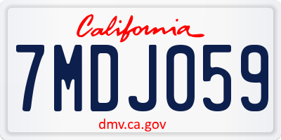 CA license plate 7MDJ059
