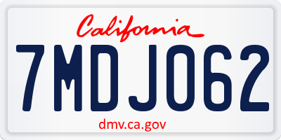 CA license plate 7MDJ062