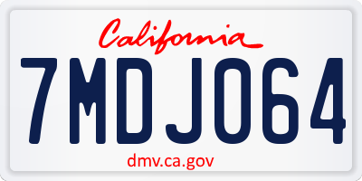 CA license plate 7MDJ064