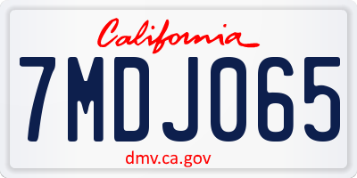 CA license plate 7MDJ065