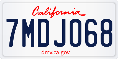 CA license plate 7MDJ068