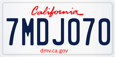 CA license plate 7MDJ070