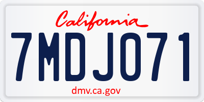 CA license plate 7MDJ071