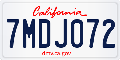 CA license plate 7MDJ072