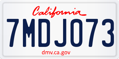 CA license plate 7MDJ073