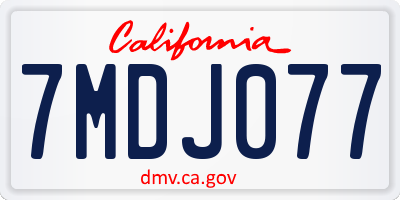 CA license plate 7MDJ077