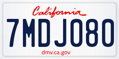 CA license plate 7MDJ080