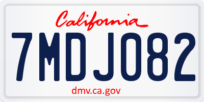 CA license plate 7MDJ082