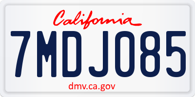 CA license plate 7MDJ085