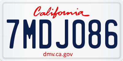 CA license plate 7MDJ086