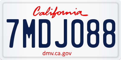 CA license plate 7MDJ088