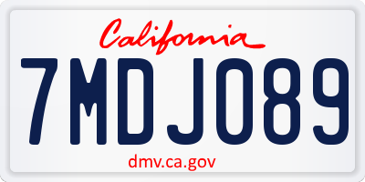 CA license plate 7MDJ089