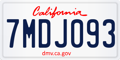 CA license plate 7MDJ093
