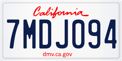 CA license plate 7MDJ094