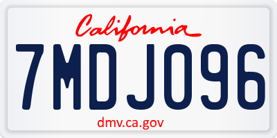 CA license plate 7MDJ096