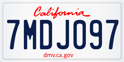 CA license plate 7MDJ097