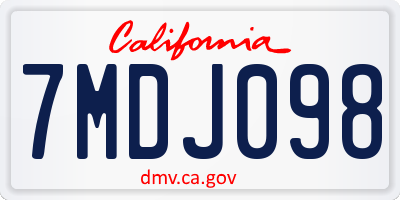 CA license plate 7MDJ098