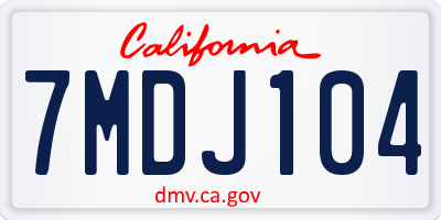 CA license plate 7MDJ104