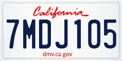 CA license plate 7MDJ105