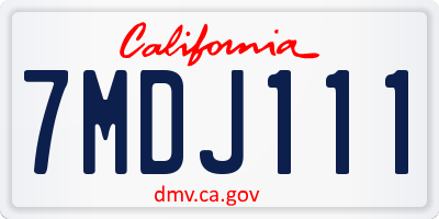 CA license plate 7MDJ111