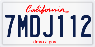 CA license plate 7MDJ112