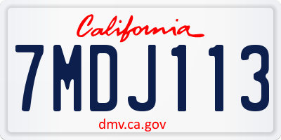 CA license plate 7MDJ113