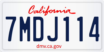 CA license plate 7MDJ114