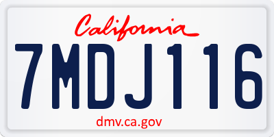 CA license plate 7MDJ116