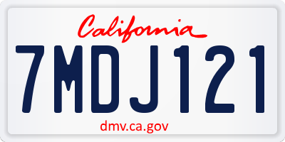 CA license plate 7MDJ121