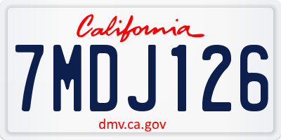 CA license plate 7MDJ126