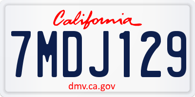 CA license plate 7MDJ129