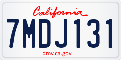 CA license plate 7MDJ131