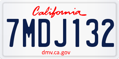 CA license plate 7MDJ132