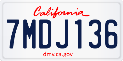 CA license plate 7MDJ136