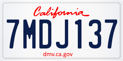 CA license plate 7MDJ137