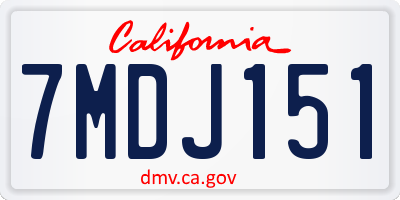 CA license plate 7MDJ151