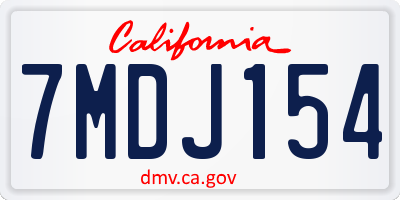 CA license plate 7MDJ154