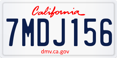CA license plate 7MDJ156