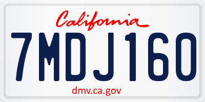 CA license plate 7MDJ160