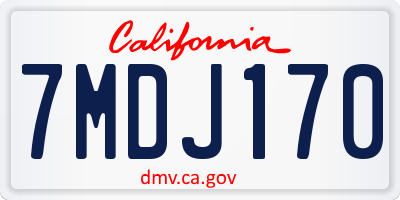 CA license plate 7MDJ170