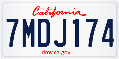 CA license plate 7MDJ174