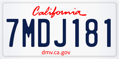 CA license plate 7MDJ181