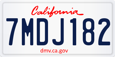 CA license plate 7MDJ182