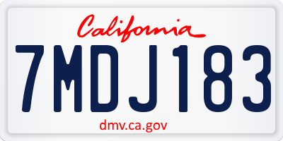 CA license plate 7MDJ183