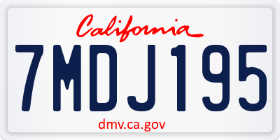 CA license plate 7MDJ195