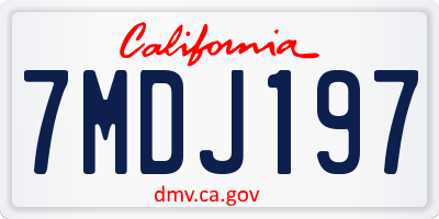 CA license plate 7MDJ197