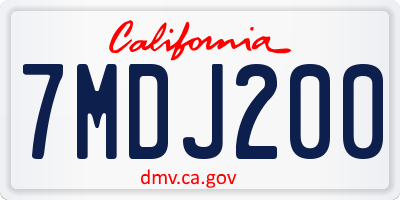 CA license plate 7MDJ200