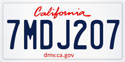 CA license plate 7MDJ207