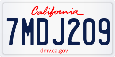 CA license plate 7MDJ209